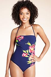 Foil Floral Bandeau Swimsuit