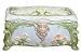 6.25 inch Glazed Porcelain Trinket Box White Face Flowers Stems