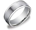 14k White Gold 8mm Comfort Fit Men's Wedding Band w/ Satin Center