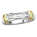 Gold Plated Sterling Silver 1/4 ct. Baguette Cut Cubic Zirconia Wedding Band