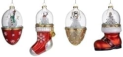 5.5" Spun Glass LED Lighted Color Changing Christmas Tree Santa Boot Ornament