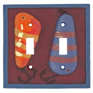 Angler FISHING Lure theme Double SWITCH PLATE switchplate cover