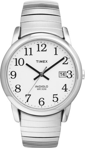 Timex 2H451 Men's Round Silver-Tone Easy Reader Dress Watch with Silver-Tone Stainless Steel Expansion Band