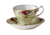 Royal Albert Rose Cameo Collectible Teas Teacup and Saucer, Green