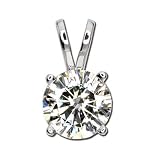 14K White Gold Created Moissanite Pendant