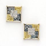 Solid 14K Yellow Gold Micro Pave .33 Carat Border Genuine Diamond Earrings