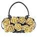Fontanelli Black & Gold Handmade Rose Bouquet Italian Leather Handbag