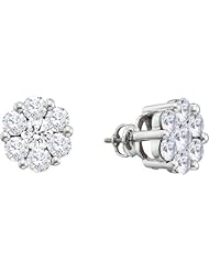 Diamond Earring 4.00ctw diamond flower earrings 14KT White Gold