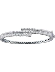 14k White Gold 1.50CT White Diamond Fashion Bangle