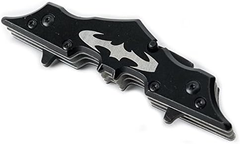 CEXECELLS 2pcs 7.5" and 11" Black Batman Dark Knight Twin Double Blade Batarang Style Folding Pocket Knife Perfect for Any Batman Fan