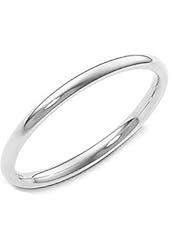 Sterling Silver 2MM High Polish Plain Dome Tarnish Resistant Comfort Fit Wedding Band Ring