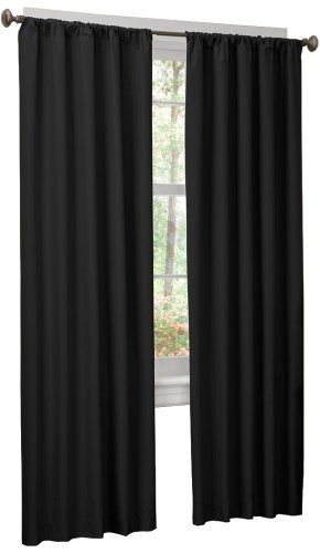 MAYTEXMicrofiber-Rod Pocket Window Curtains, Set of 2 Panels, 40 inch x 84 inch Pair, Black