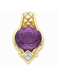 18K Yellow Gold Oval Cut Amethyst and Diamond Pendant -- LIFETIME WARRANTY