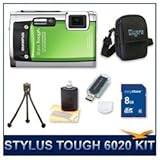 Olympus Stylus Tough-6020 Digital Camera (Green), 14 Megapixel, 28mm 5X Opt ....
