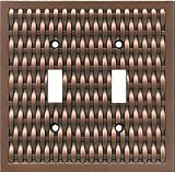 BASKETWEAVE Antique Copper Switchplates Outlet Covers, Rocker, GFCI