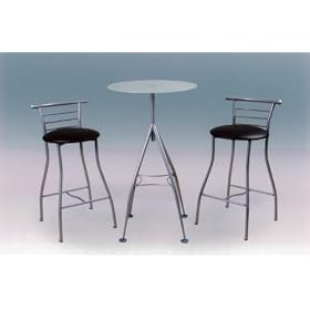 3-pc Set --> Bar Stools for two and Bar Table with tempered glass 