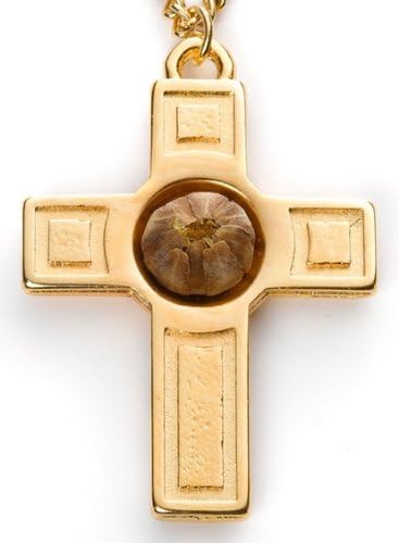 Rose of Bethlehem shiny gold plated large cross necklace