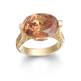 Yellow Gold Overlay Sterling Silver Champagne Cubic Zirconia Ring by Cheline