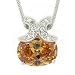 "Moon Crescent Sweethearts" - Pendant with Champagne Solitaire CZ & Pavé