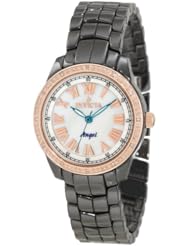 Invicta Womens 10328 Ceramics Angel White Mother-Of-Pearl Dial Diamond Accented Black Ceramic Watch