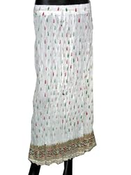 White Crinkle Maxi Skirt Spring Summer Bohemian Fashion 35" L