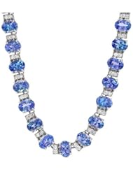 14K White Gold 2.83 CTW Color G-H SI1-I1 Diamond and 44.6 CTW Tanzanite Ladies Necklace. Length 16.25 in. Total Item weight 35.0 g.