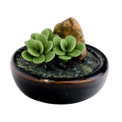Dollhouse Miniature Jade Plant Dish Garden