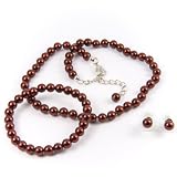 Sienna 6mm Glass Pearl Necklace, Bracelet and Earring Set by Margot Townsend