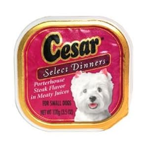 Cesar Select Dinners with Porterhouse Steak Flavor in Meaty Juices
