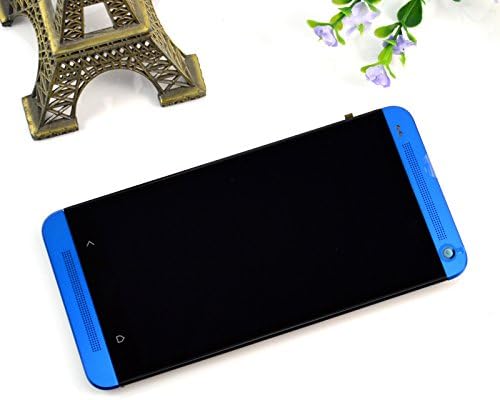 Full LCD Assembly Digitizer Touch Screen Glass with Frame for HTC One M7 + Tools (blue)