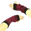 Winter Thumb Hole Knit Hand Arm Warmer Fingerless Snowflake Long Gloves Berry