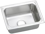 Elkay LFR2519 Gourmet Lustertone 25-Inch by 19-1/2-InchStainless Steel Single Bowl Self-Rimming Kitchen Sink, Lustertone Satin Finish