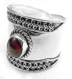 Queens Armor Wide Ring Band Garnet Sterling Silver 7.5(Size 6,7,9)