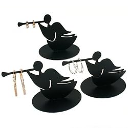 3 Black Metal Angel & Horn Earring Display Stands