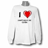 I Love Santiago de Cuba Long Sleeve T-shirt Large White