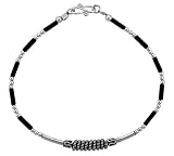 Sterling Silver Black Beaded Bali Bracelet