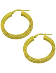 14 Karat Yellow Gold 3x27-mm Textured Flat Hoop Earrings