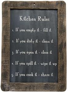 Framed Kitchen Rules Blackboard - Primitive Country Rustic Reminders Wall Decor