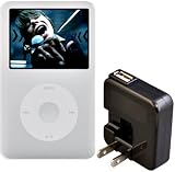 Rix iPod classic 160GB用シリコンケース ホワイト 液晶保護シート+ACアダプタ(ブラック)付き RX-IPS16W-AC