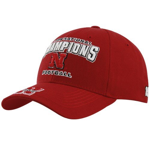 Buy Twins Enterprise Nebraska Cornhuskers Scarlet Football National Champions Commemorative Adjustable... by Football Fanatics
