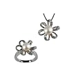 Morning Bloom White Cultured Pearl Cubic Zirconia Platinum Overlay Sterling Silver Pendant Necklace (16") & Ring Set