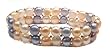 2 Rows of Fresh Water Beige/Gray.White Pearls with Sterling Silver