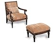 Oak Finish Armchair with Pillow and Ottoman By Coaster Furniture