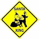 SANTA AND RUDOLPH CROSSING sign * street