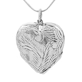 Sterling Silver Four Way Etched Heart Locket Necklace