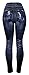 Enimay Women's Jean Look Leggings Tights Pants Floral Design Fashion Rips Ripped Black Approach One Size