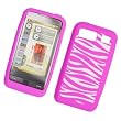 Samsung Omnia i910 (Verizon) Laser Skin Case Rubber Silicone Protector Image Cover "White & Pink Zebra" Design