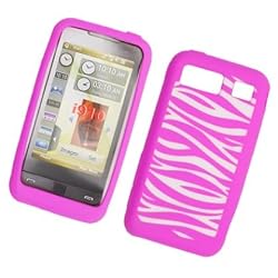 Samsung Omnia i910 (Verizon) Laser Skin Case Rubber Silicone Protector Image Cover "White & Pink Zebra" Design