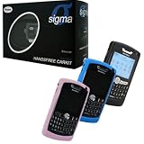 Combo of PAMA Sigma Bluetooth Handsfree Sun Visor 2300 Car Kit Speakerphone with Caller ID and Black, Blue, Pink Silicone Skin Cover Case for Blackberry 8800 8820 8830