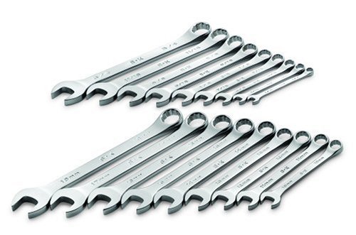 SK 87018 18-Piece SuperKrome Fractional/Metric Combination Wrench SuperSet